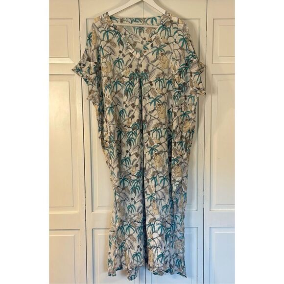 Roller rabbit Goan Forrest Jungle Print Kaftan dress coverup M/L - Picture 4 of 13